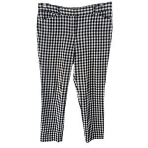 Theory Izelle Barnet Casual Pants Gingham Check Black White sz 10 Crop